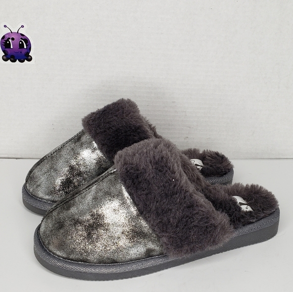 Corky Snooze Slippers Metallic Gray Distressed Slipper sz 6 Cute Comfy Warm Soft - Picture 2 of 9